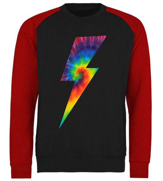 Tie Dye Lightning Bolt Baseball Sweatshirt