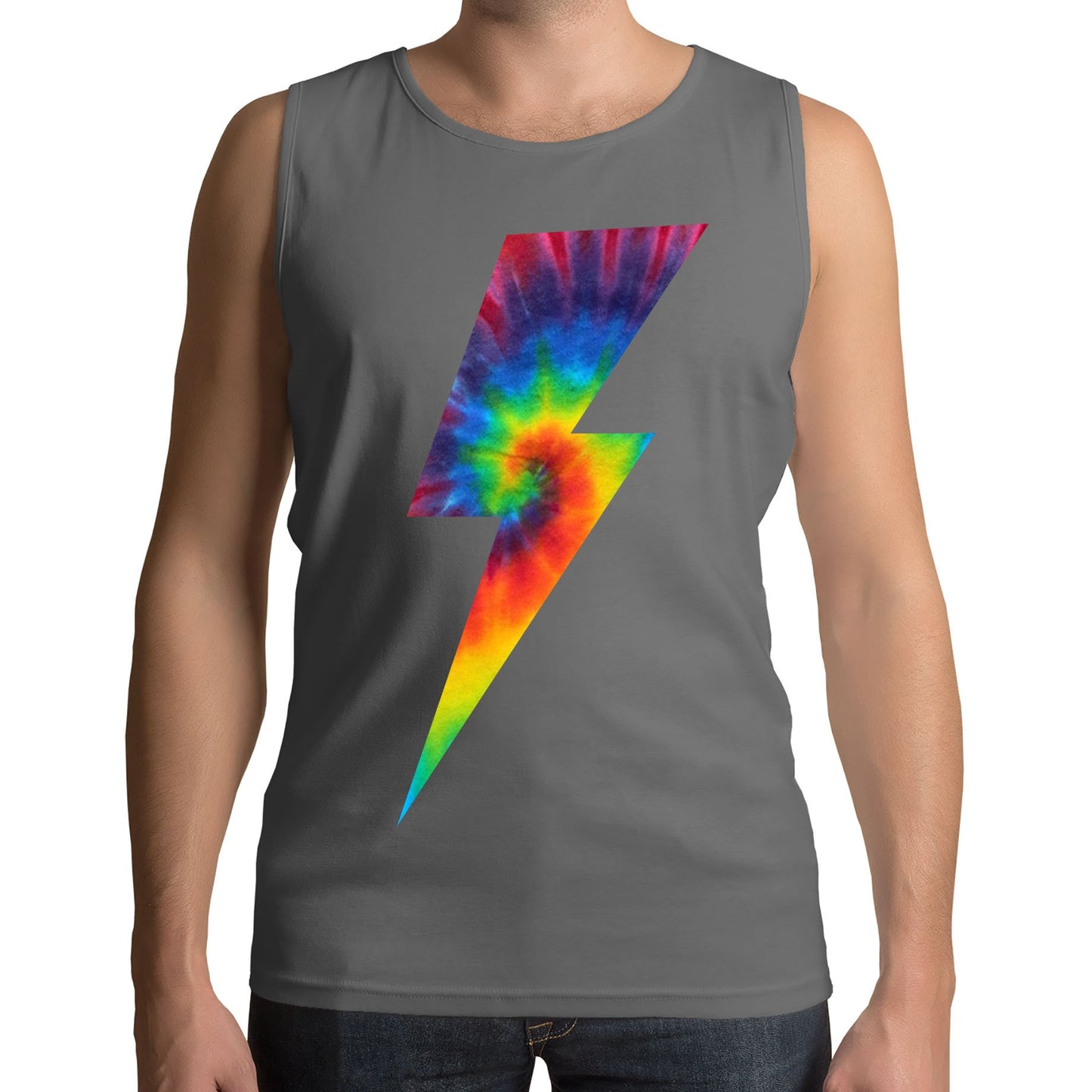 Tie Dye Lightning Bolt Mens Vest