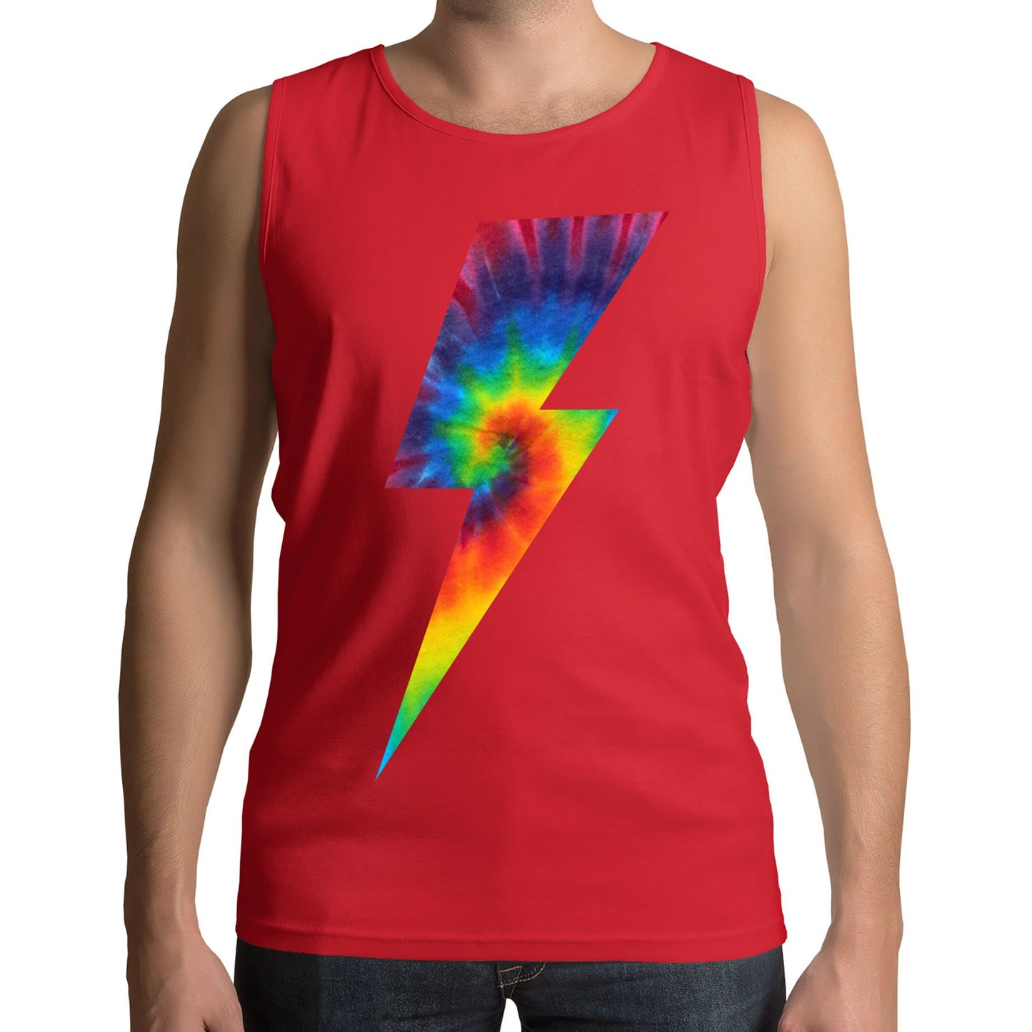 Tie Dye Lightning Bolt Mens Vest