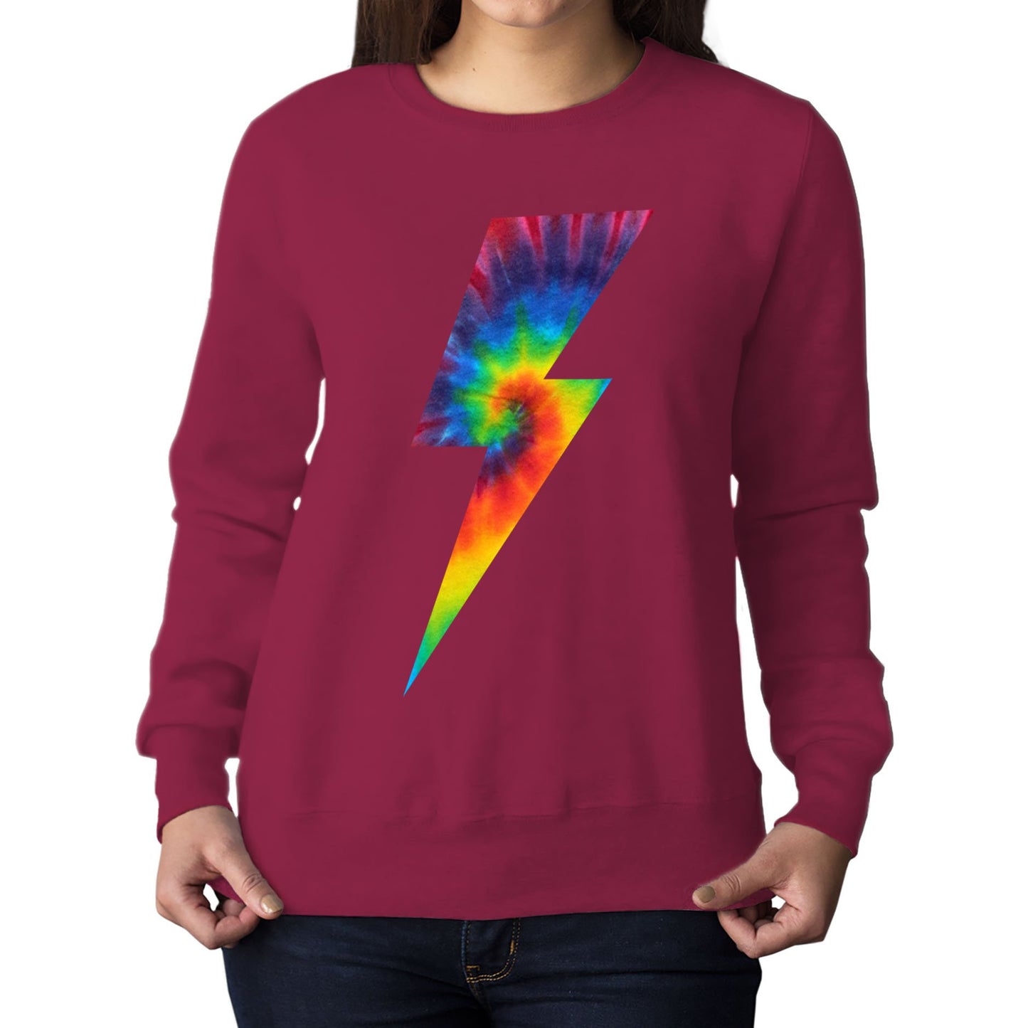 Tie Dye Lightning Bolt Womens Sweatshirt