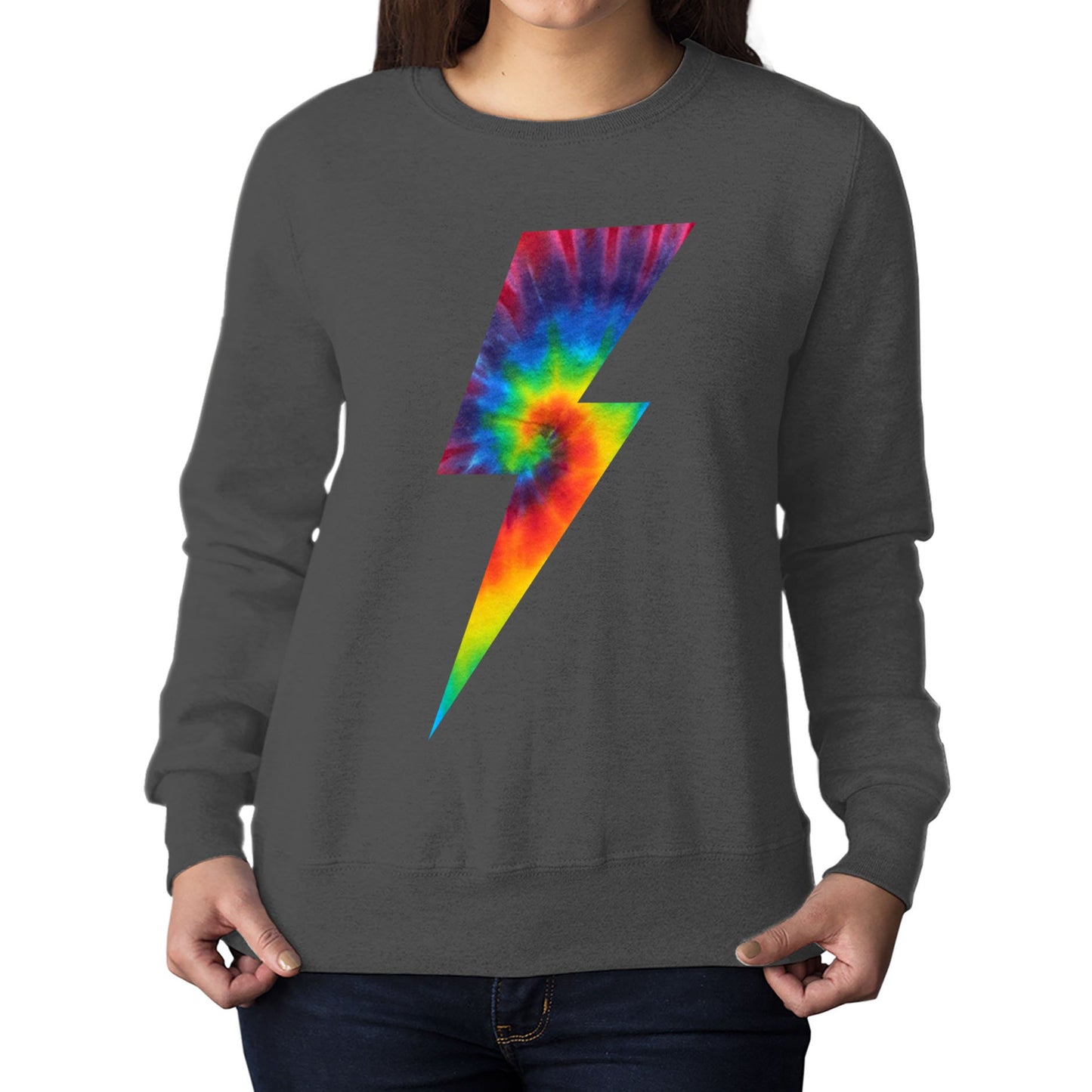 Tie Dye Lightning Bolt Womens Sweatshirt