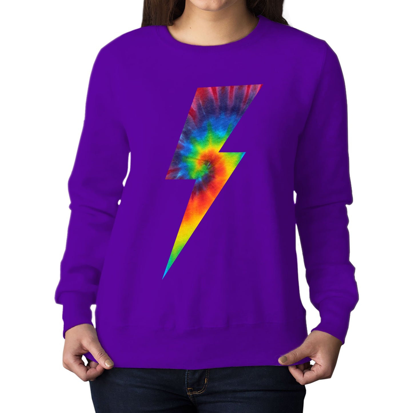 Tie Dye Lightning Bolt Womens Sweatshirt