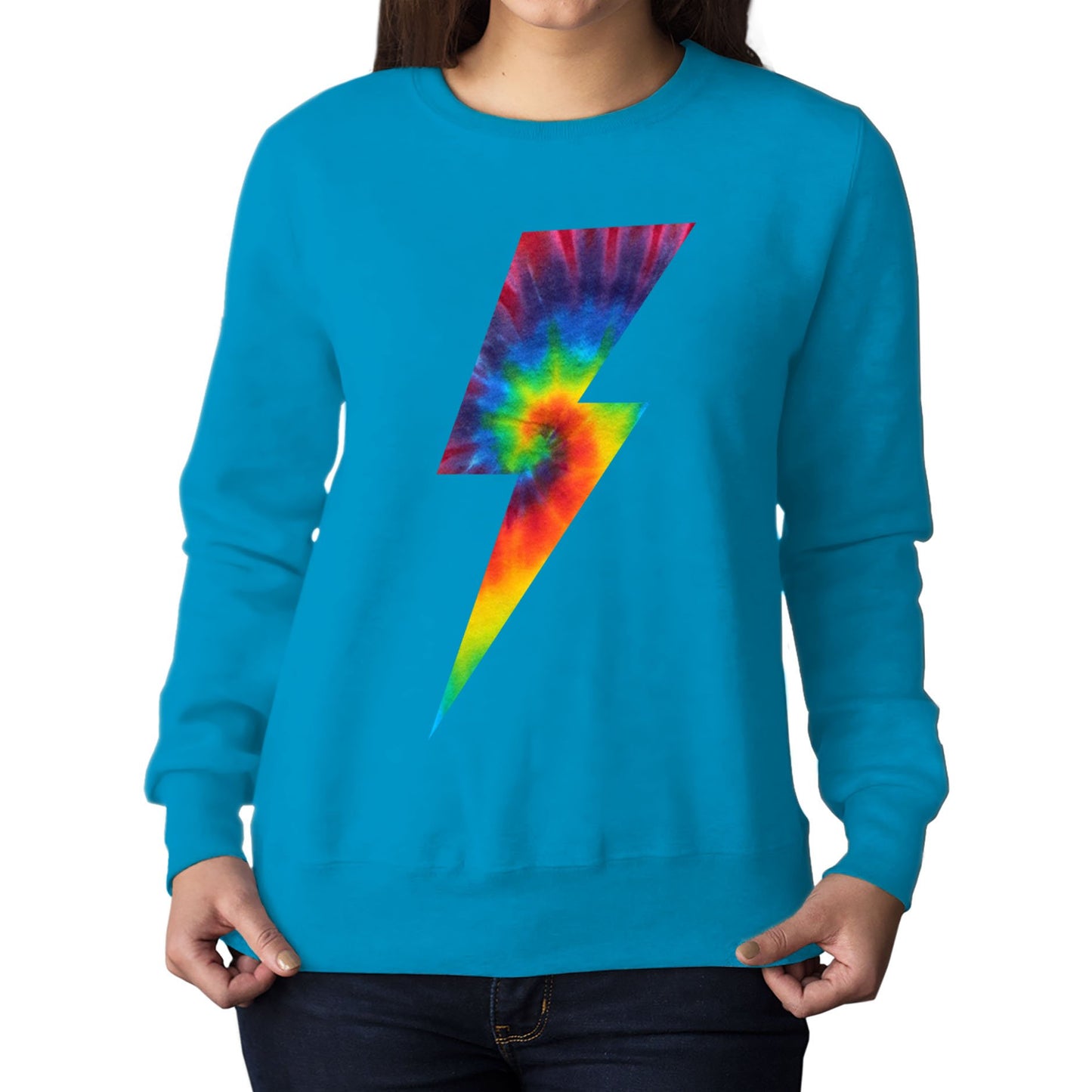 Tie Dye Lightning Bolt Womens Sweatshirt