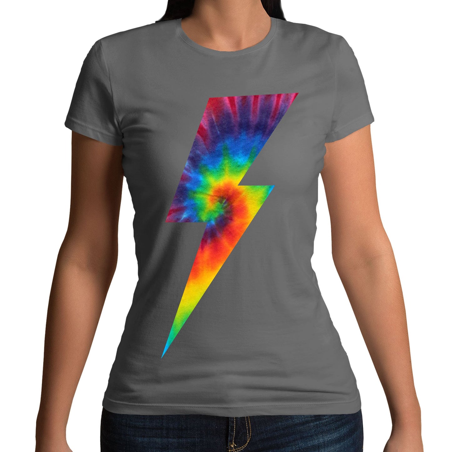 Tie Dye Lightning Bolt Womens T-shirt