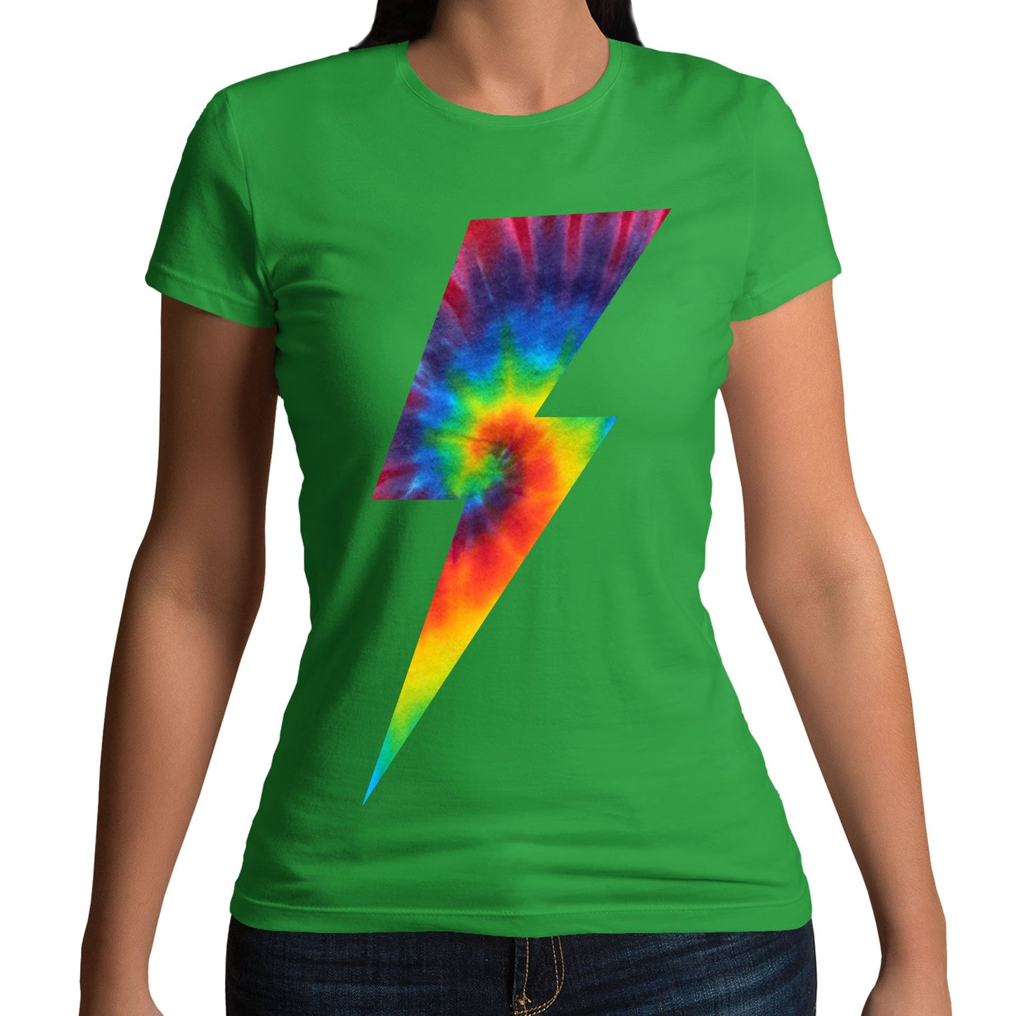 Tie Dye Lightning Bolt Womens T-shirt