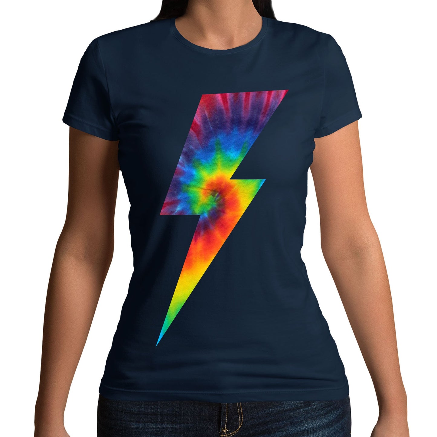 Tie Dye Lightning Bolt Womens T-shirt