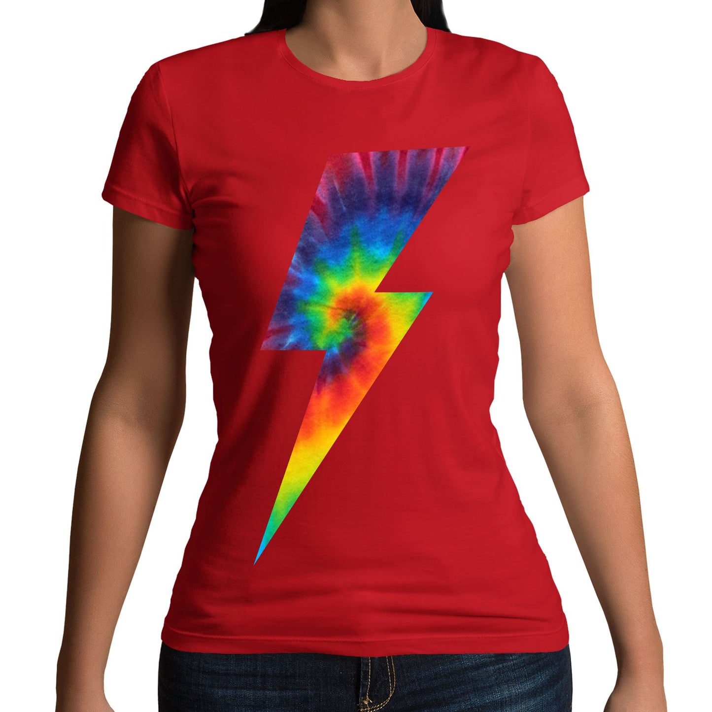 Tie Dye Lightning Bolt Womens T-shirt