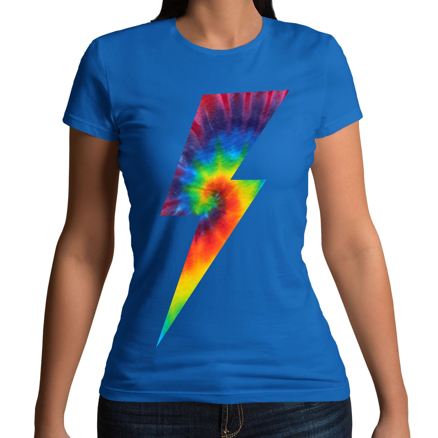 Tie Dye Lightning Bolt Womens T-shirt