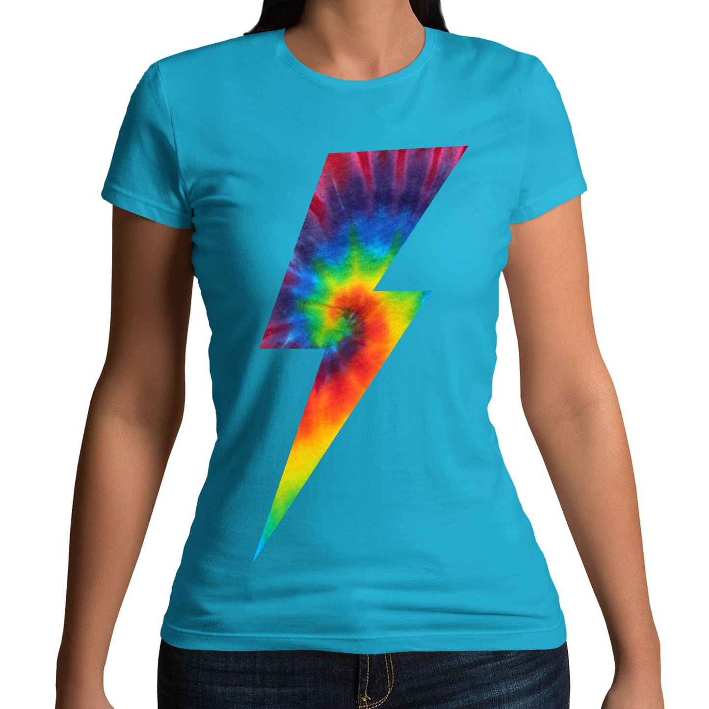 Tie Dye Lightning Bolt Womens T-shirt