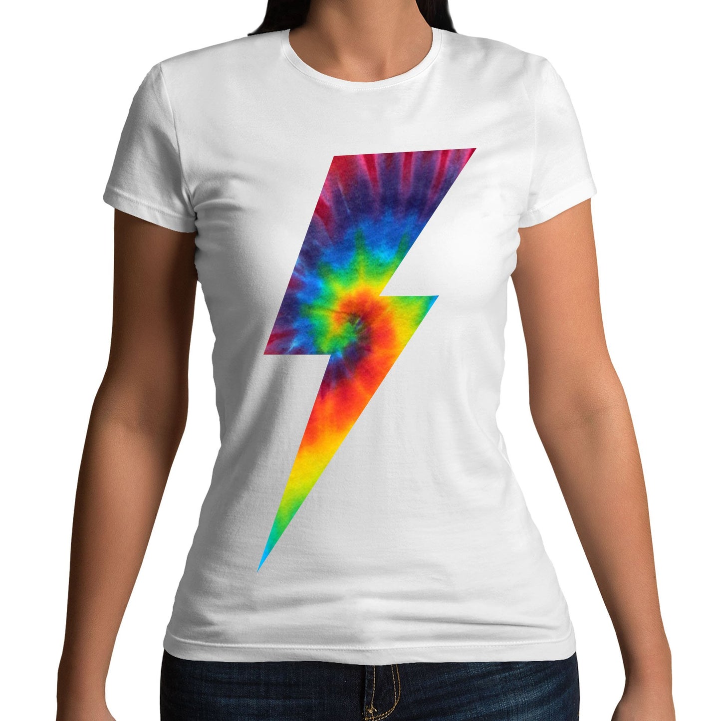 Tie Dye Lightning Bolt Womens T-shirt