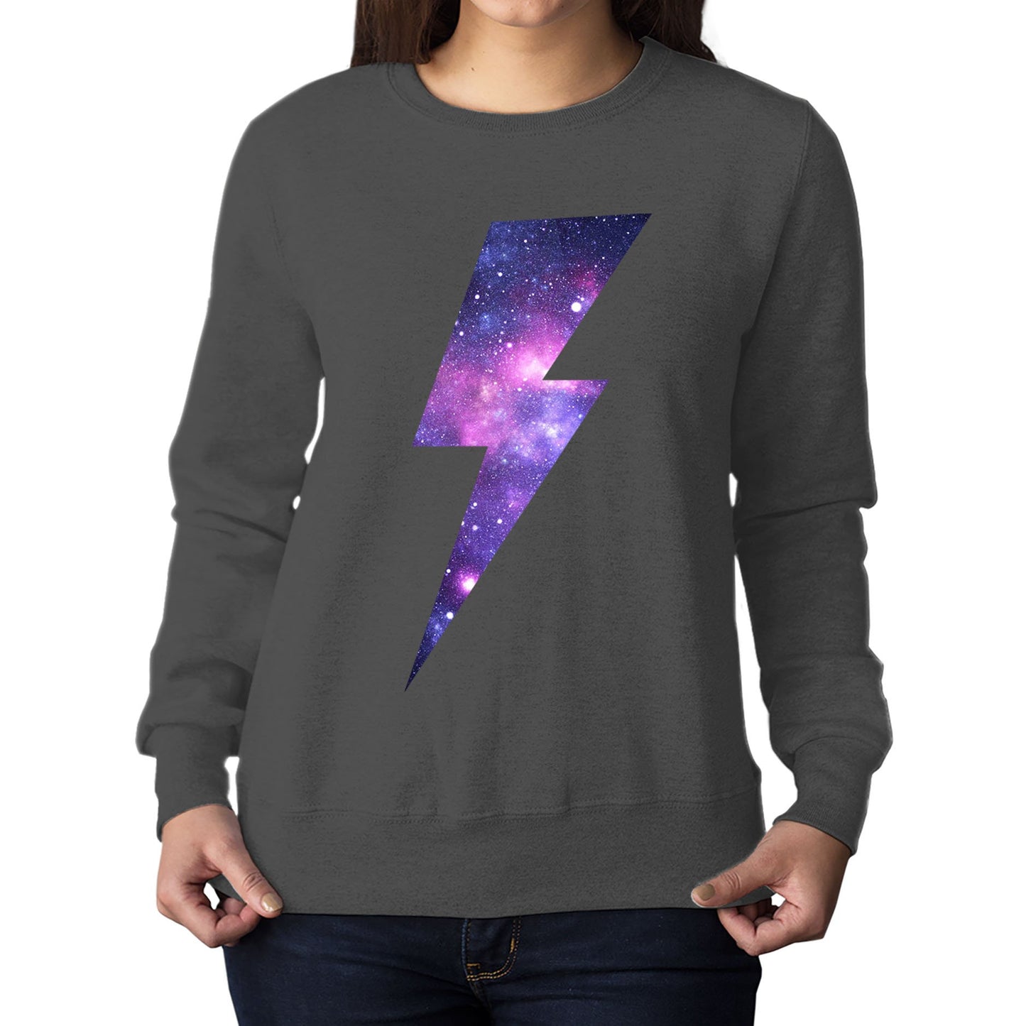 Galaxy Lightning Bolt Womens Sweatshirt