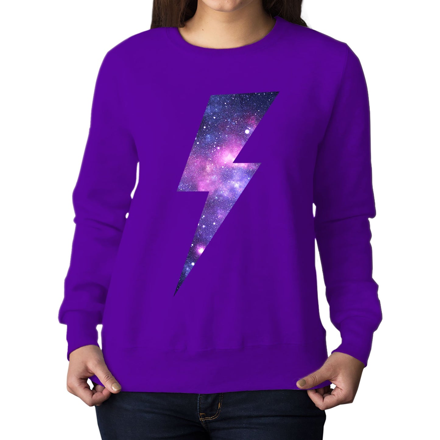 Galaxy Lightning Bolt Womens Sweatshirt