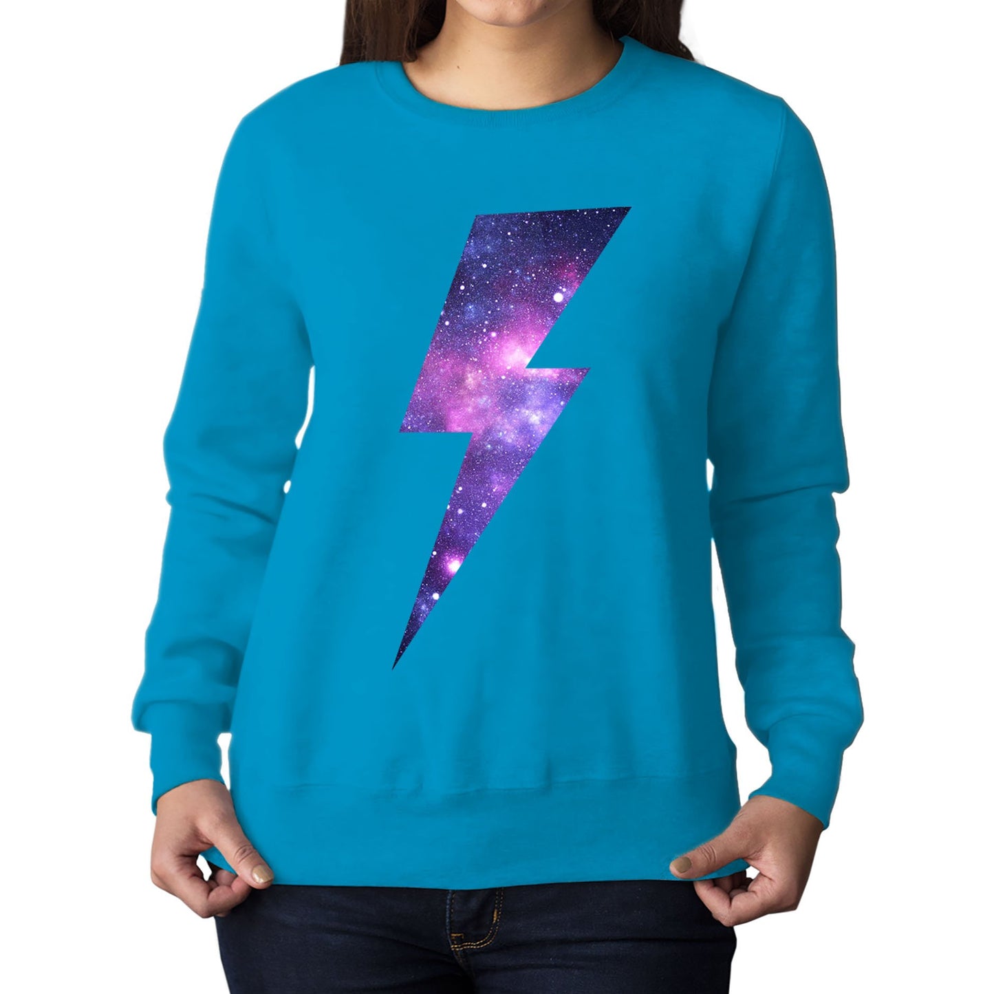 Galaxy Lightning Bolt Womens Sweatshirt