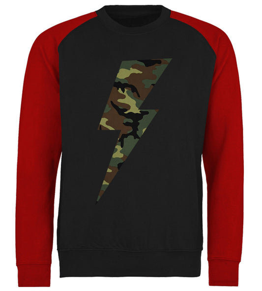 Forest Camo Lightning Bolt Baseball Sweatshirt