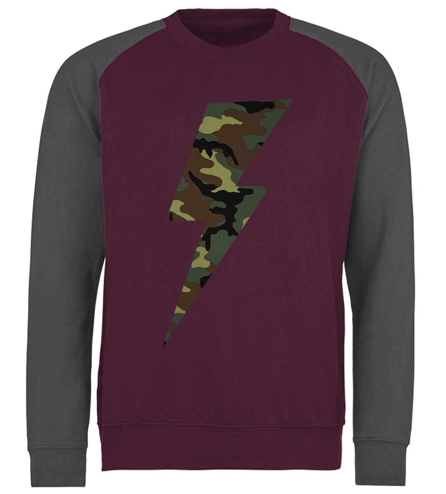 Forest Camo Lightning Bolt Baseball Sweatshirt