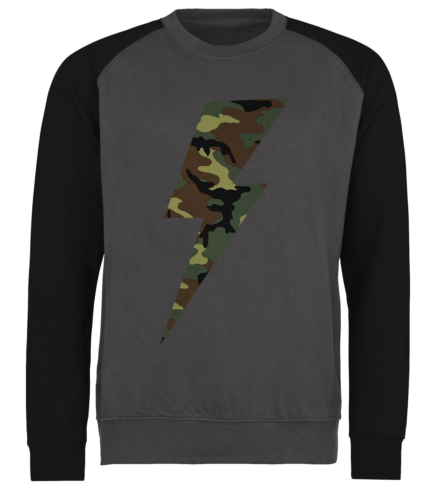 Forest Camo Lightning Bolt Baseball Sweatshirt