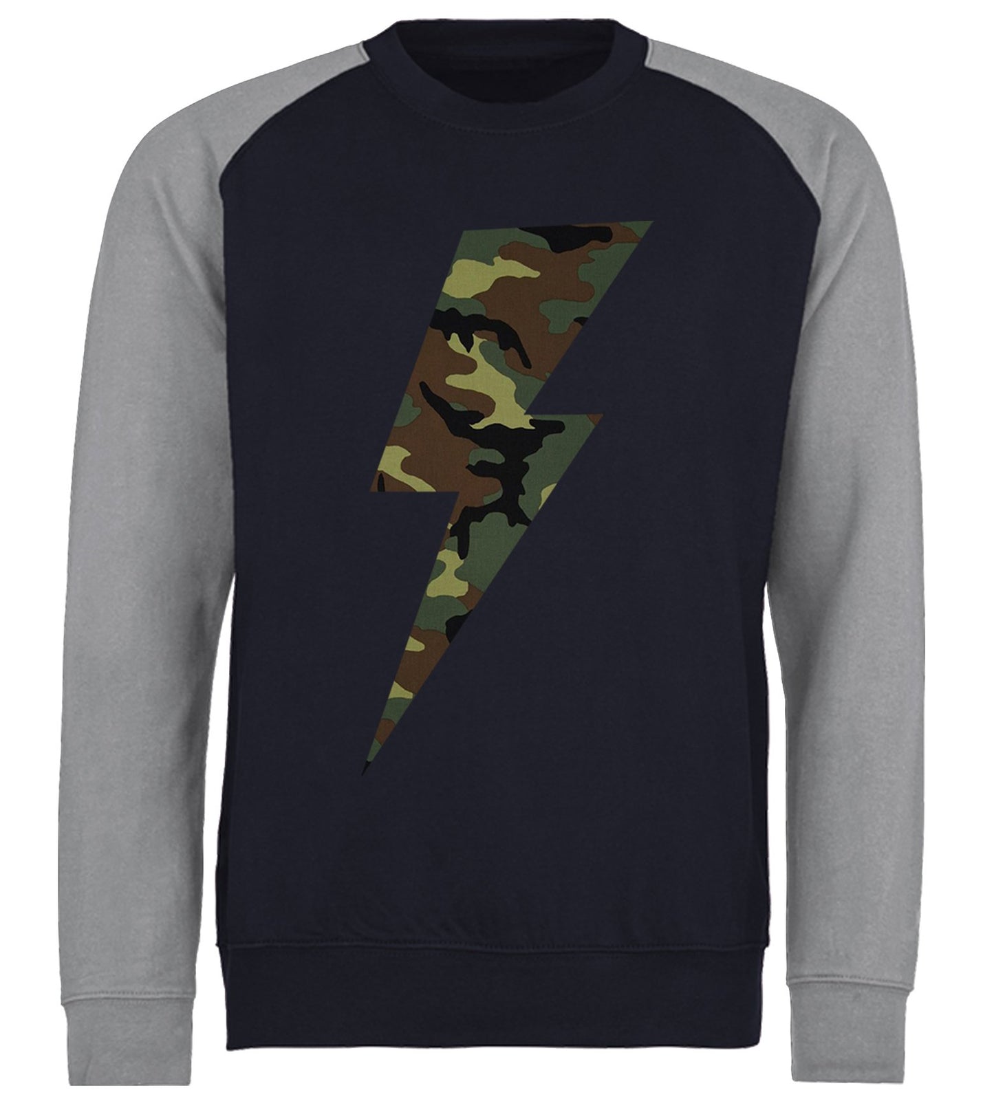 Forest Camo Lightning Bolt Baseball Sweatshirt