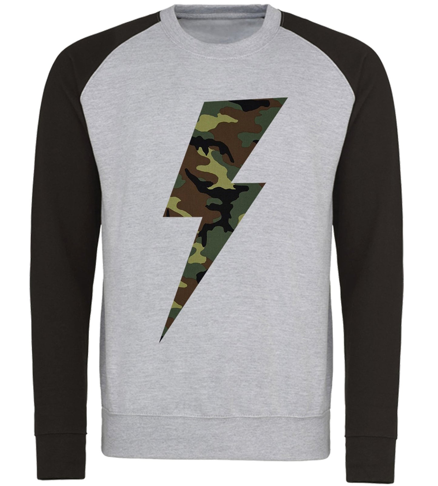 Forest Camo Lightning Bolt Baseball Sweatshirt