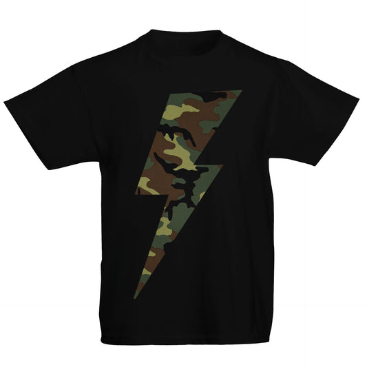 Forest Camo Lightning Bolt Kids T-shirt