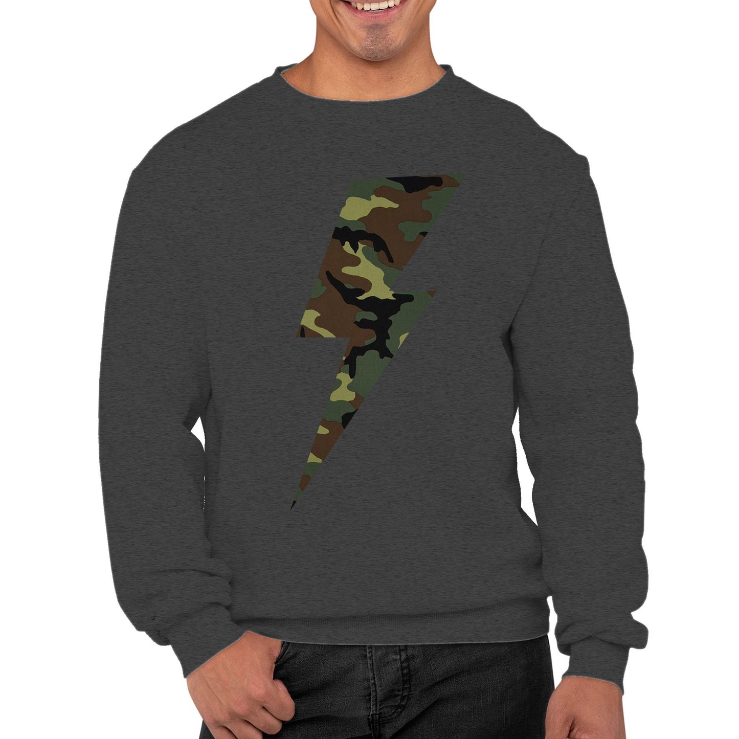 Forest Camo Lightning Bolt Mens Sweatshirt