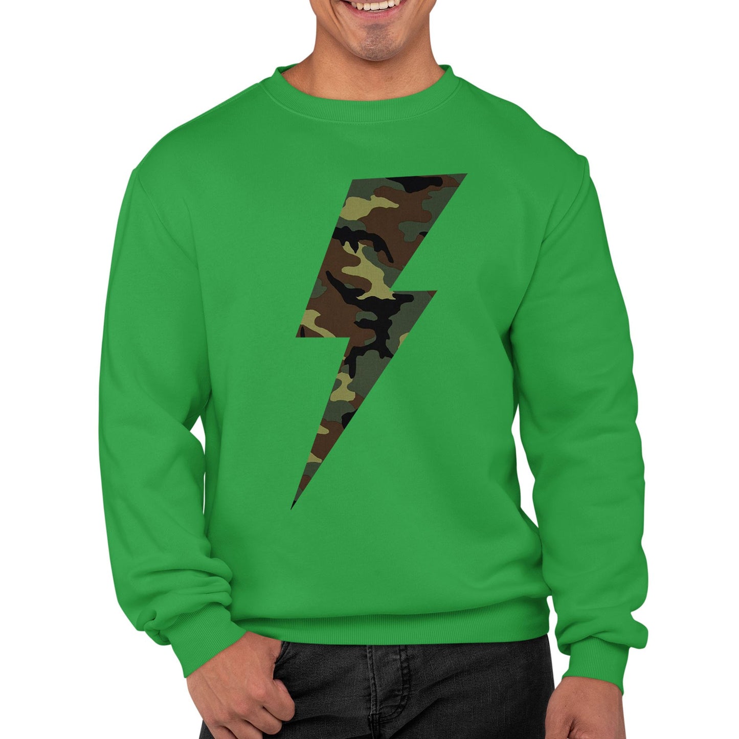 Forest Camo Lightning Bolt Mens Sweatshirt