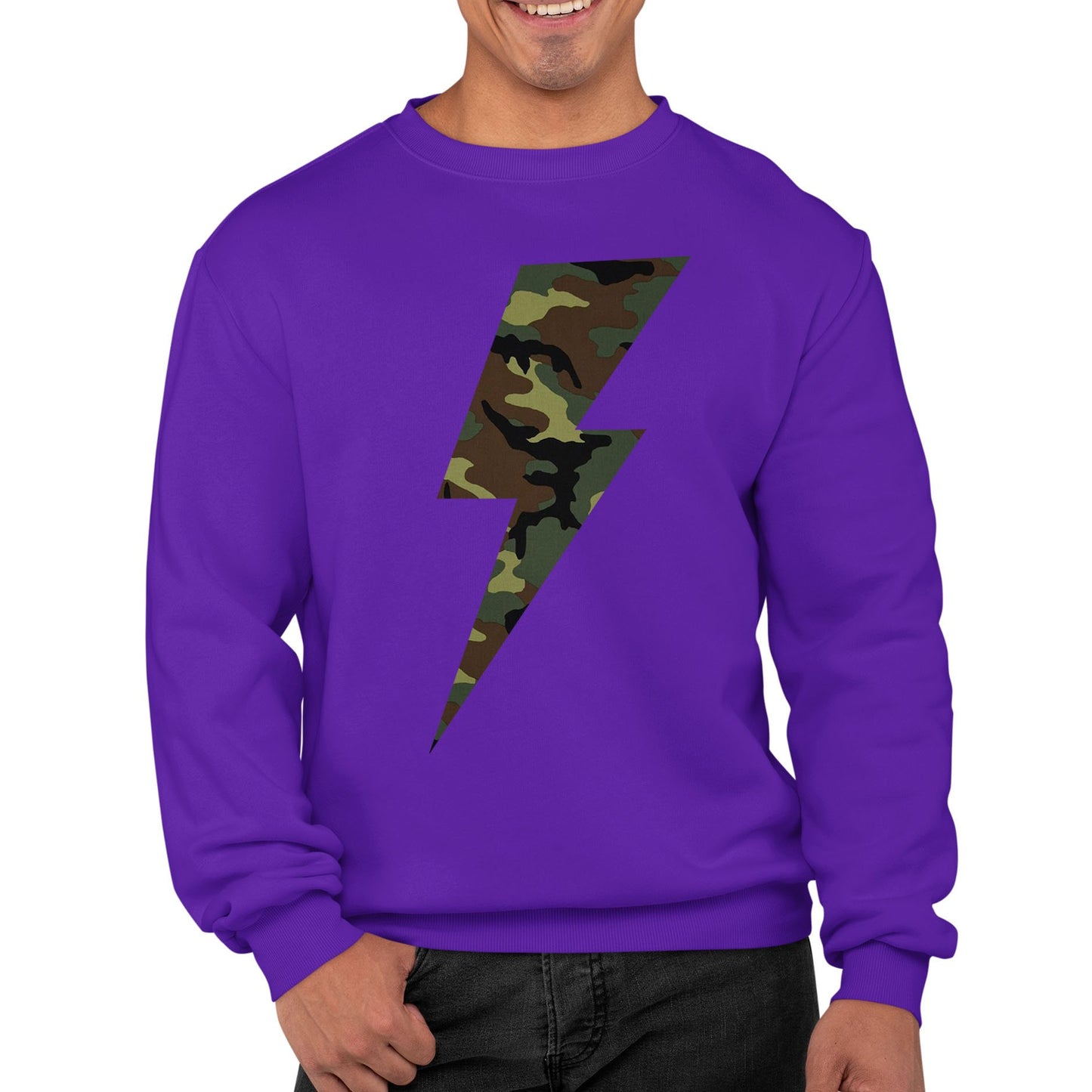 Forest Camo Lightning Bolt Mens Sweatshirt