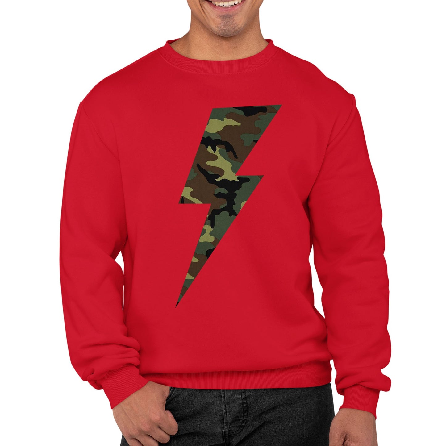 Forest Camo Lightning Bolt Mens Sweatshirt