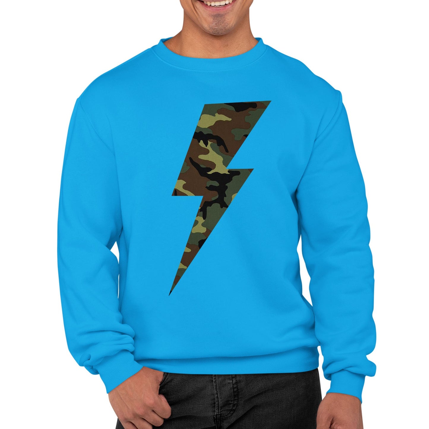 Forest Camo Lightning Bolt Mens Sweatshirt