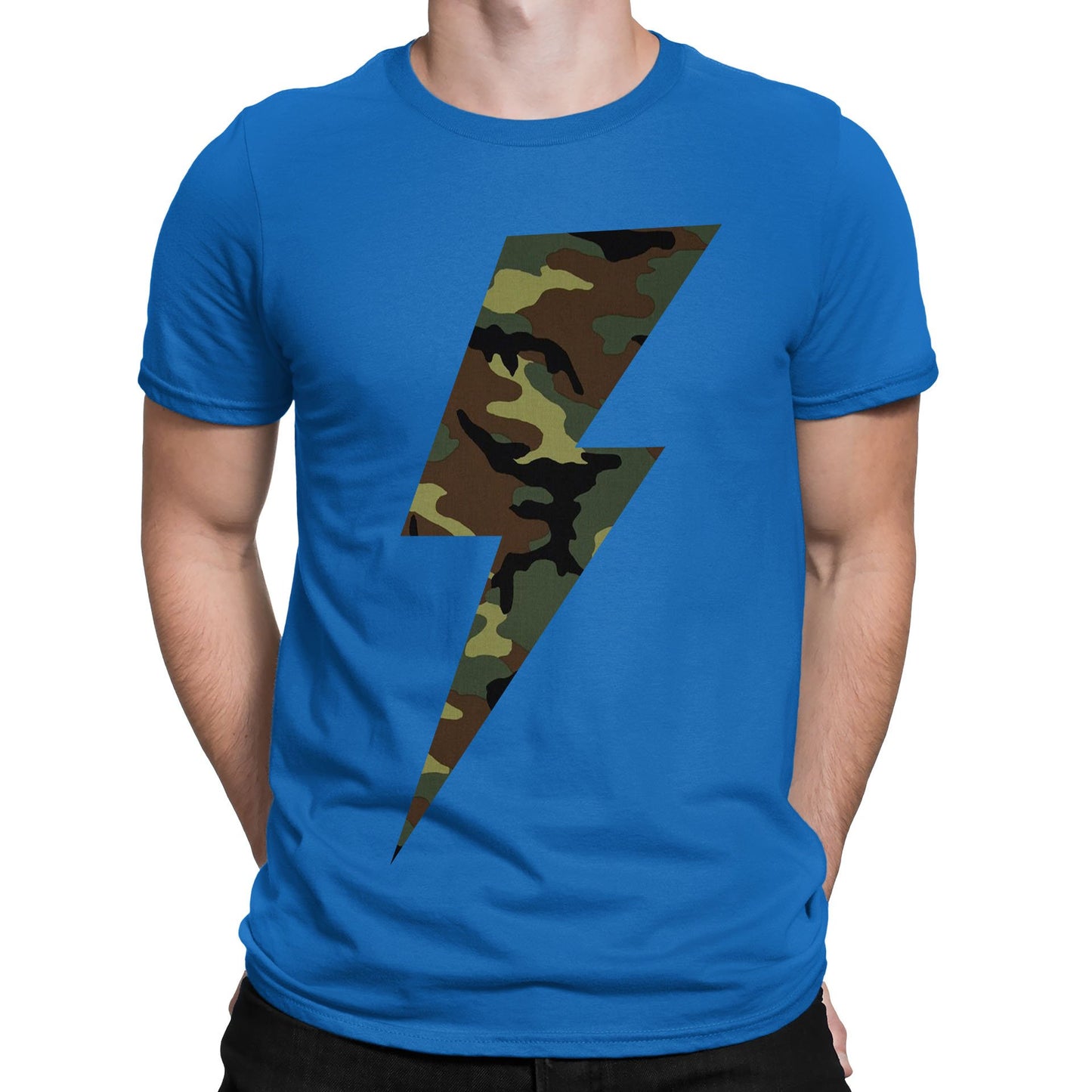 Forest Camo Lightning Bolt Mens T-shirt