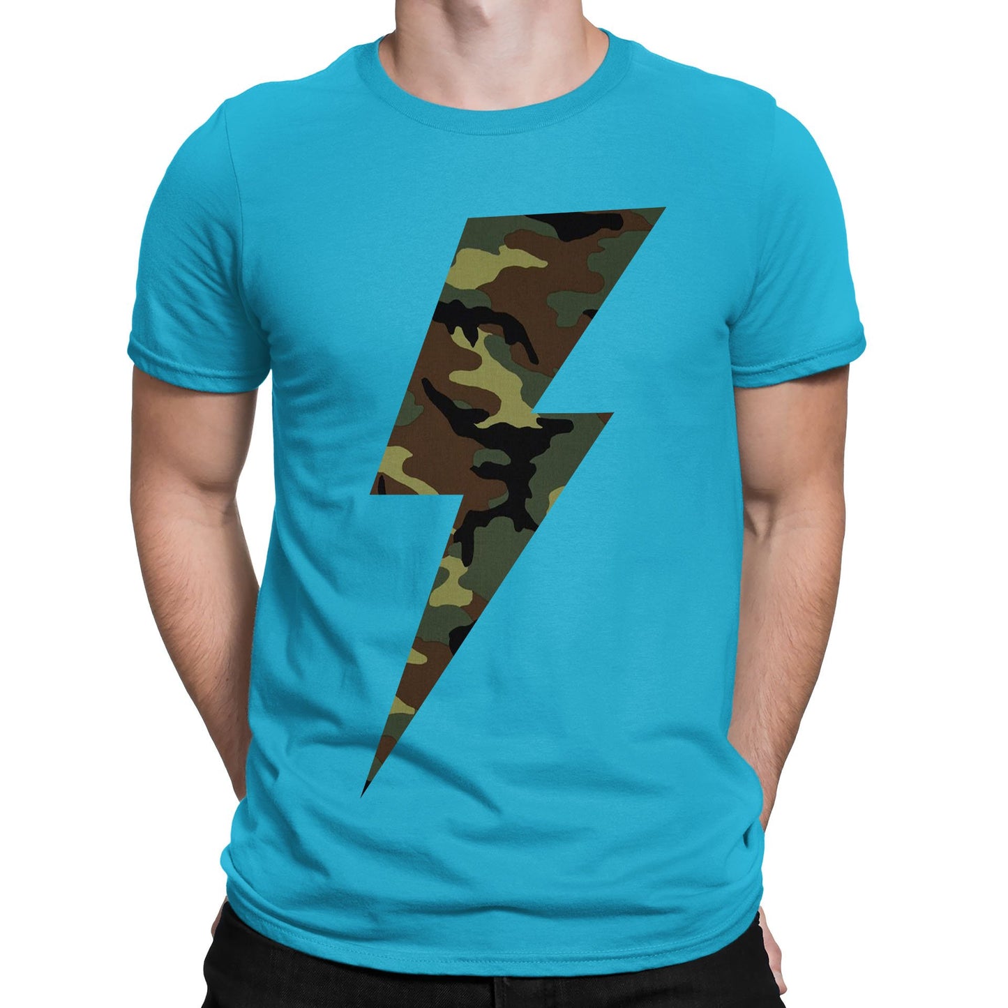 Forest Camo Lightning Bolt Mens T-shirt