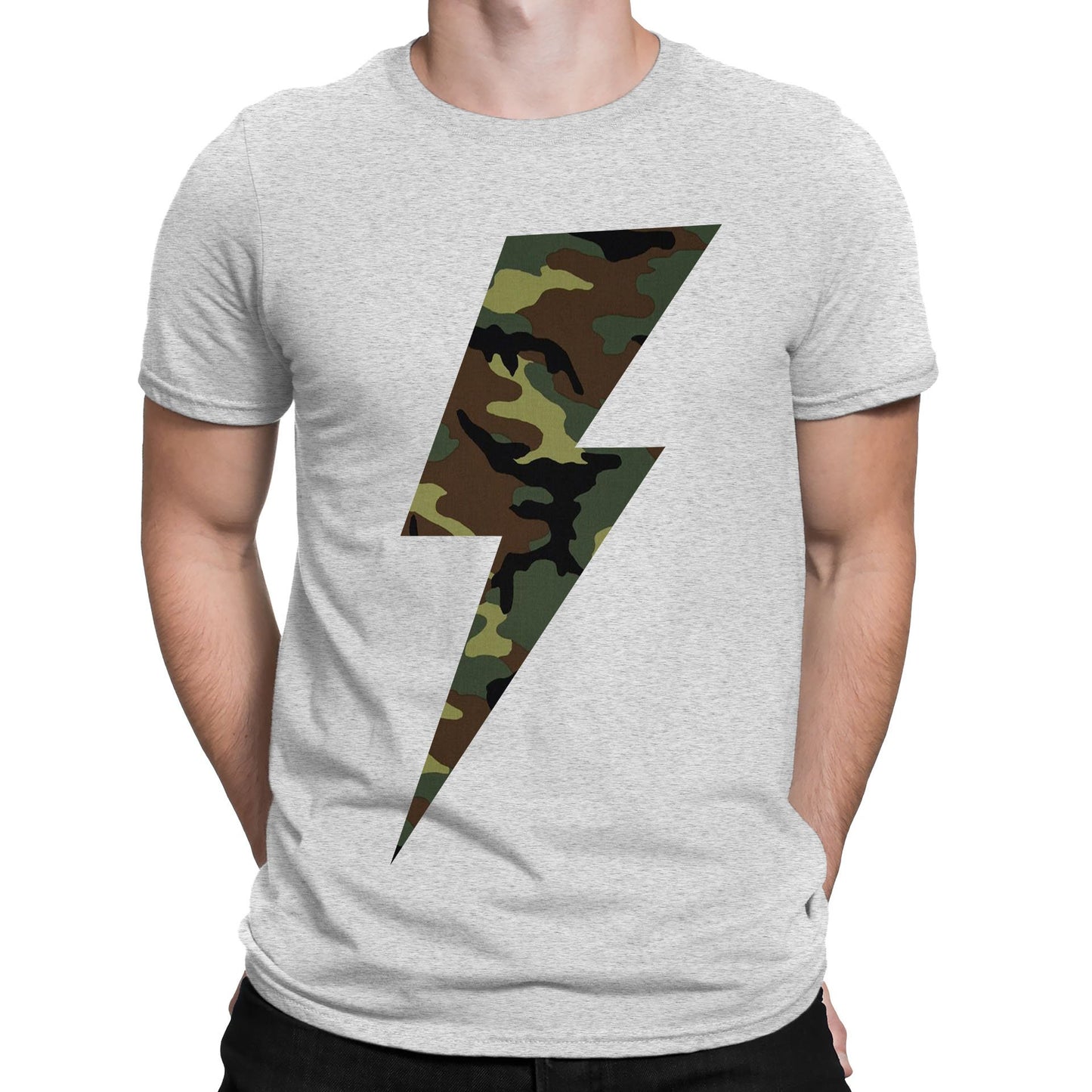 Forest Camo Lightning Bolt Mens T-shirt