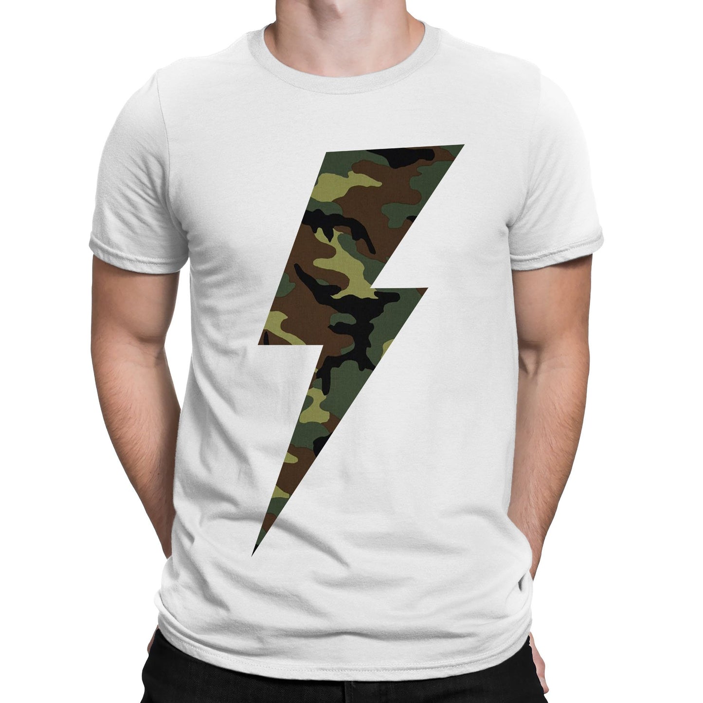 Forest Camo Lightning Bolt Mens T-shirt