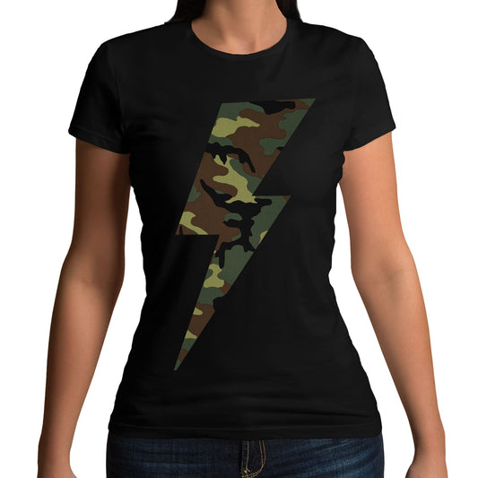 Forest Camo Lightning Bolt Womens T-shirt