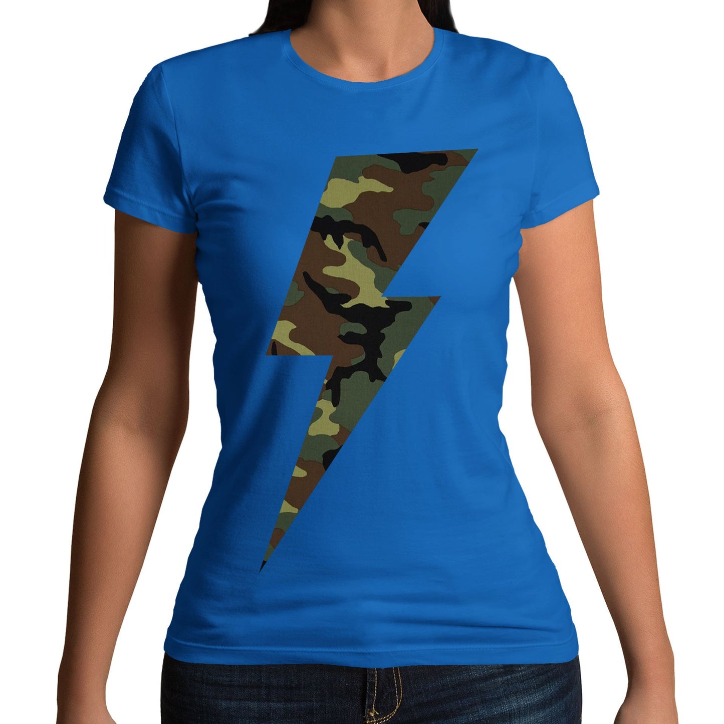 Forest Camo Lightning Bolt Womens T-shirt