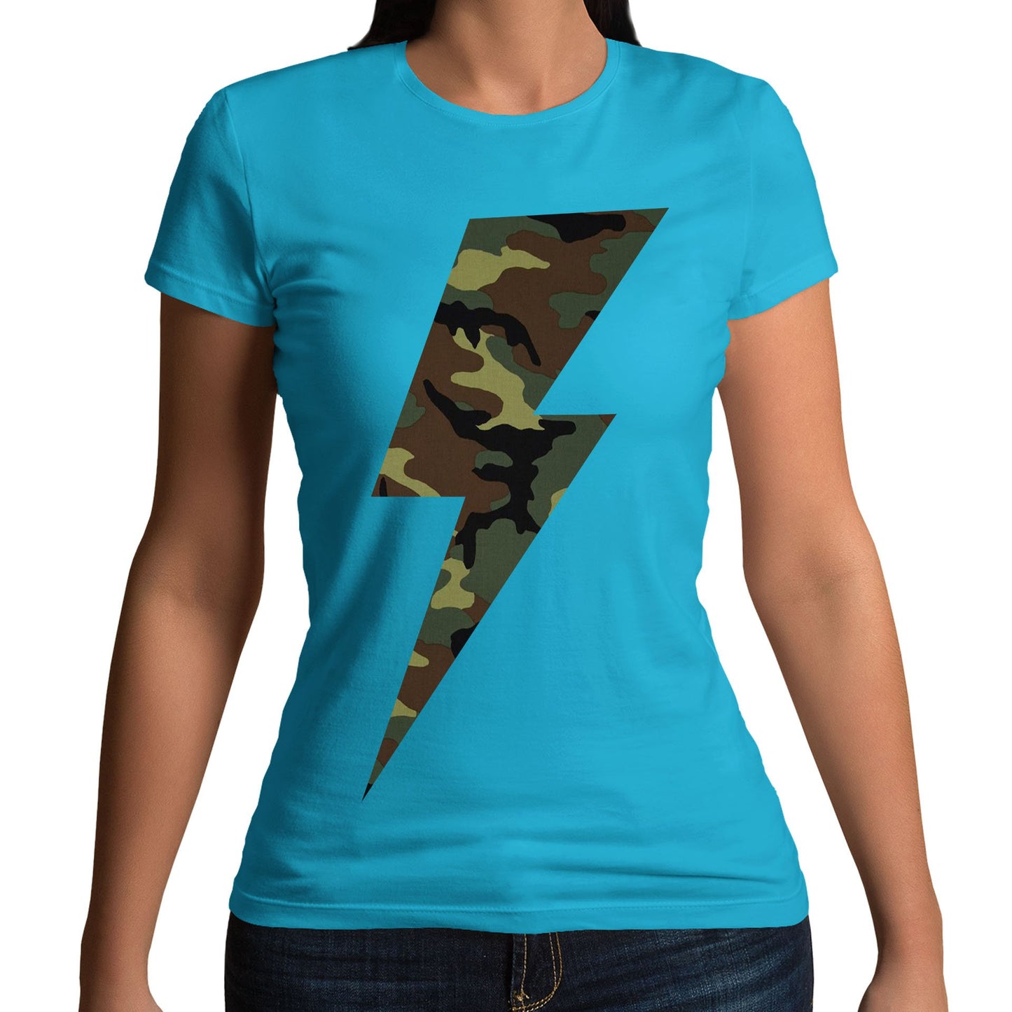 Forest Camo Lightning Bolt Womens T-shirt