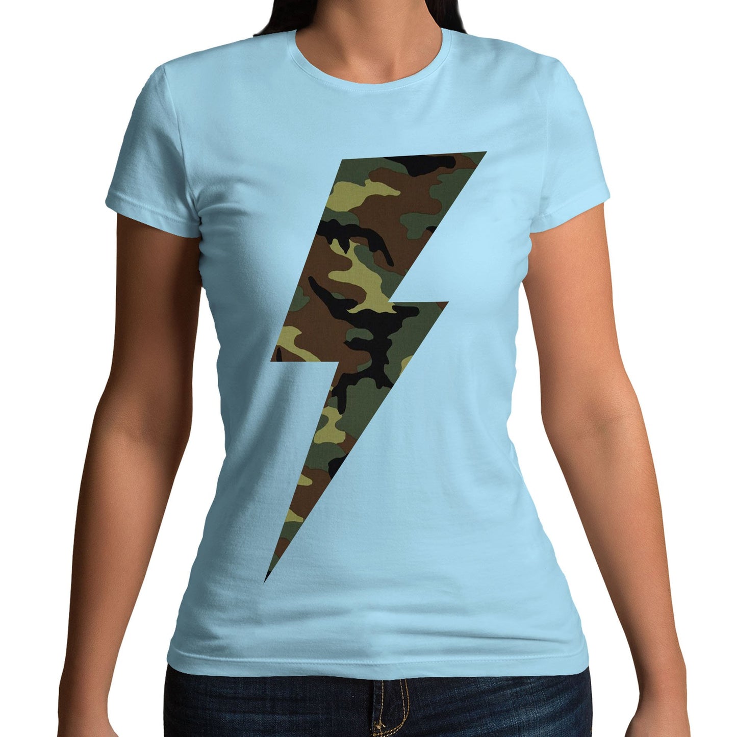 Forest Camo Lightning Bolt Womens T-shirt