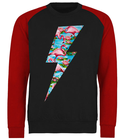 Flamingo Lightning Bolt Baseball Sweatshirt