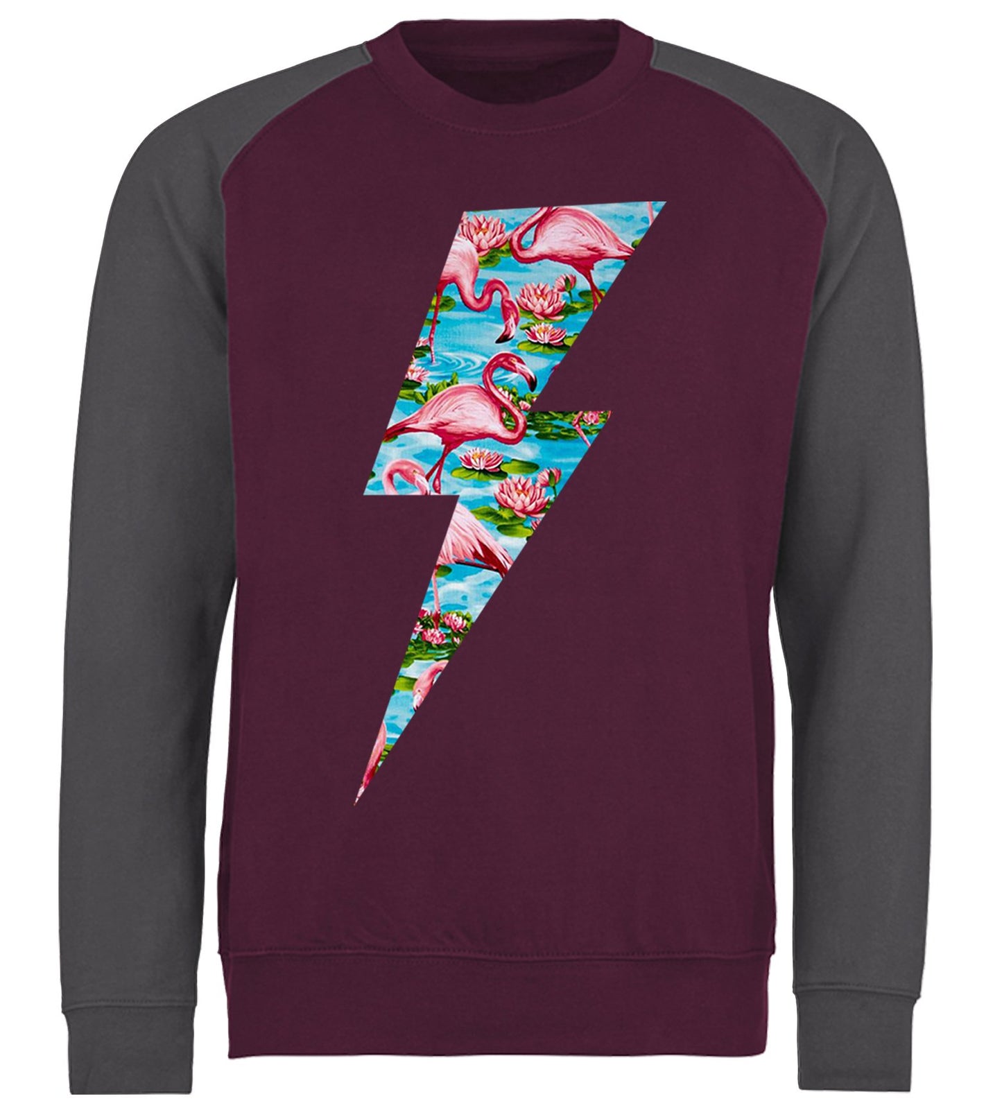 Flamingo Lightning Bolt Baseball Sweatshirt