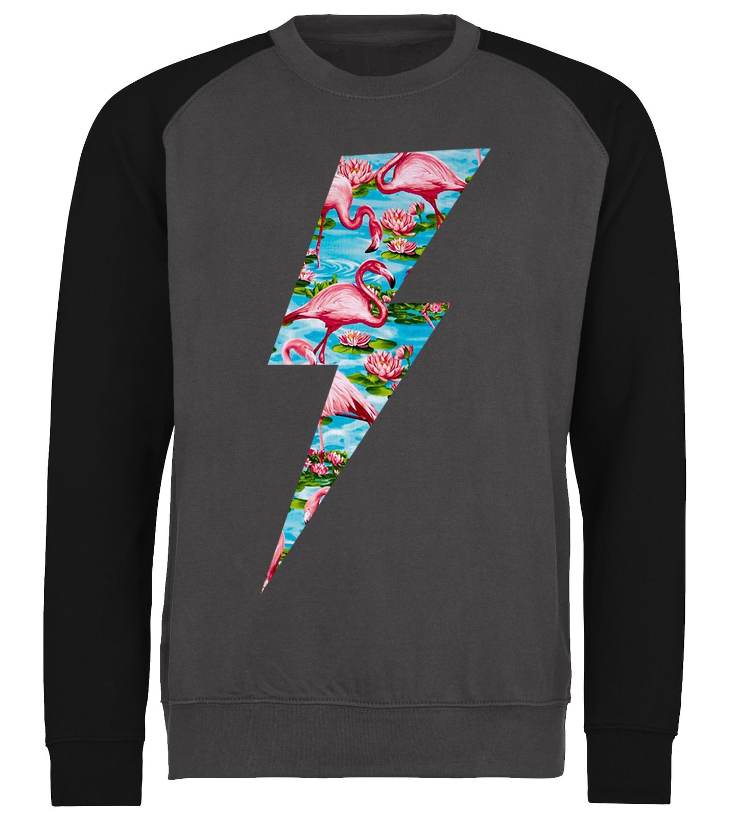 Flamingo Lightning Bolt Baseball Sweatshirt