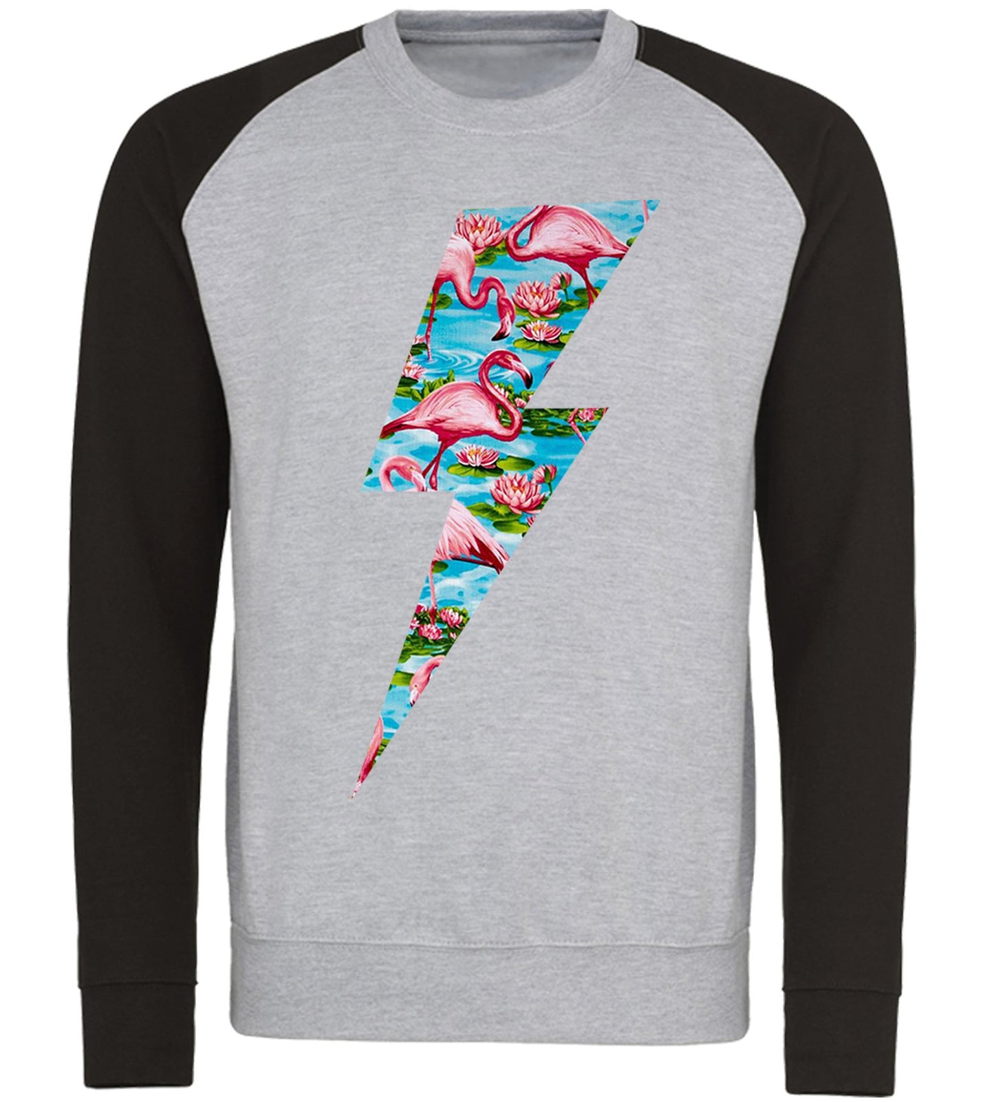 Flamingo Lightning Bolt Baseball Sweatshirt