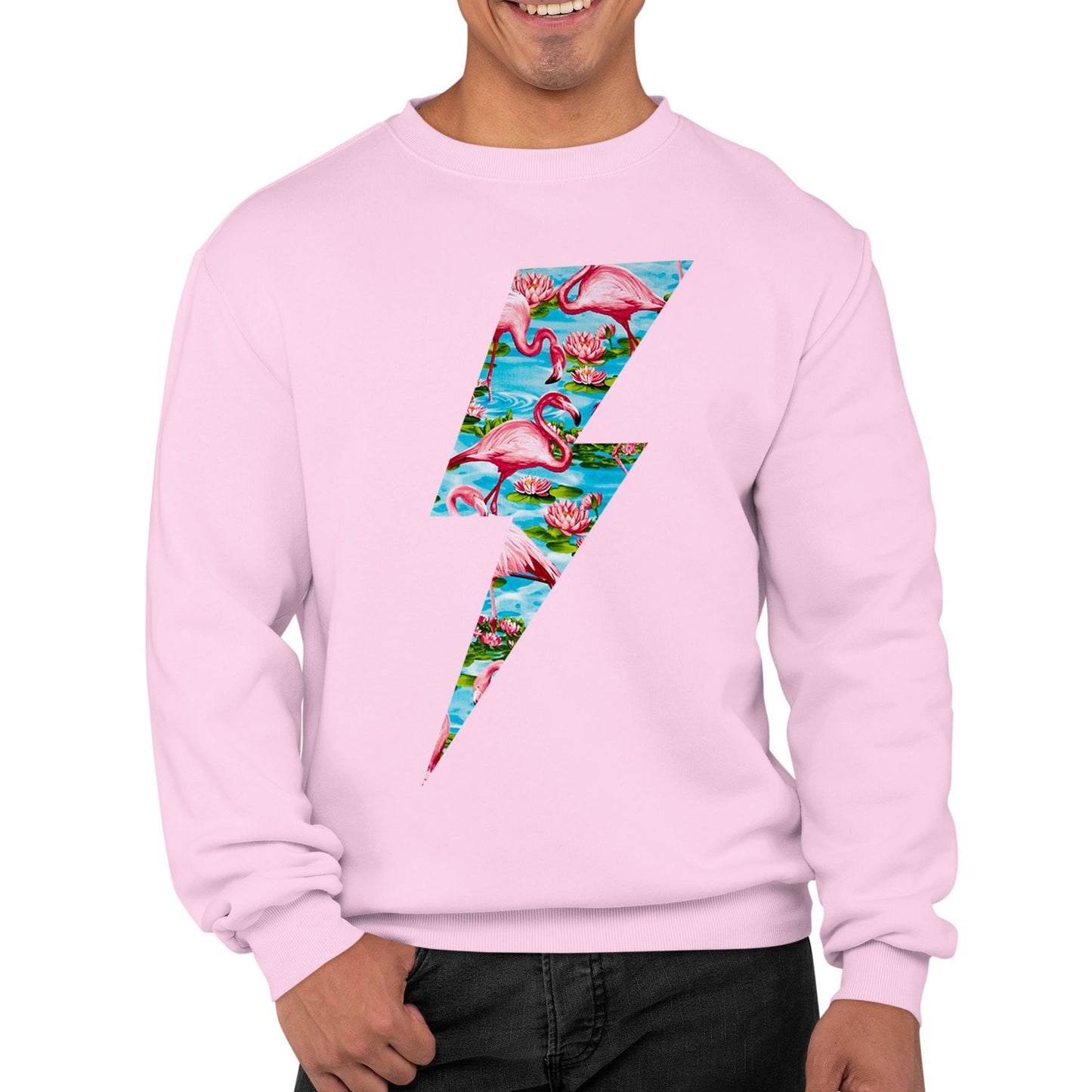 Flamingo Lightning Bolt Mens Sweatshirt