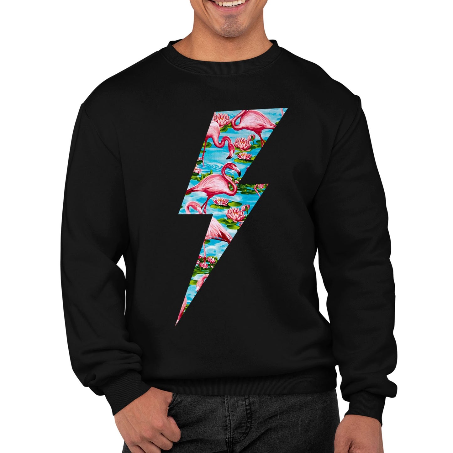 Flamingo Lightning Bolt Mens Sweatshirt