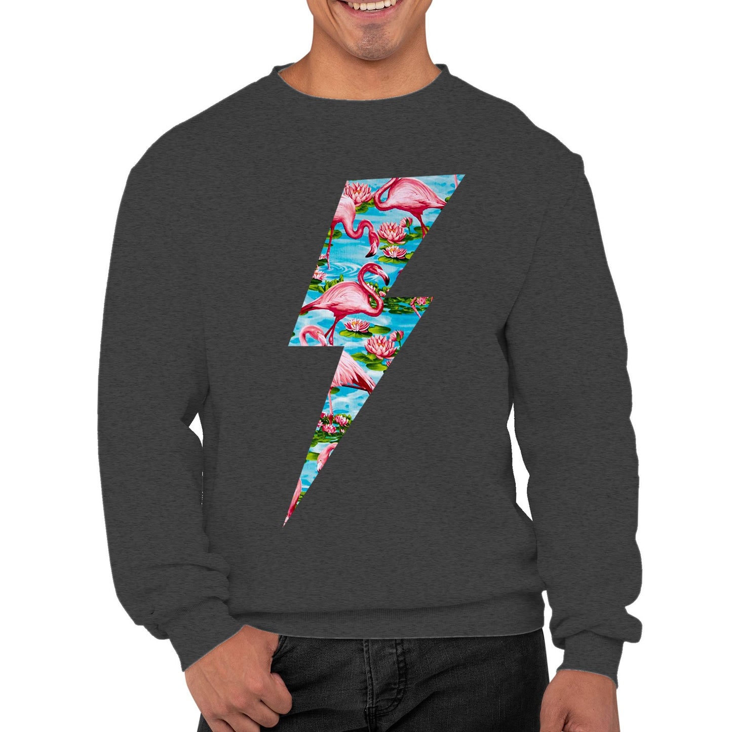 Flamingo Lightning Bolt Mens Sweatshirt