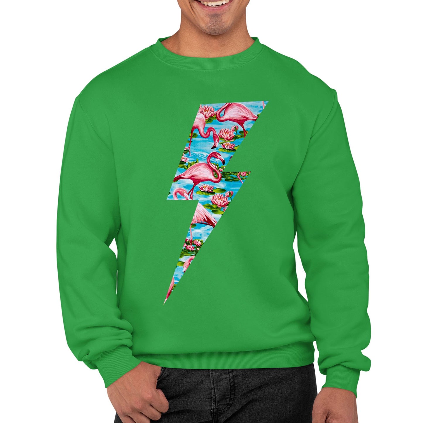 Flamingo Lightning Bolt Mens Sweatshirt