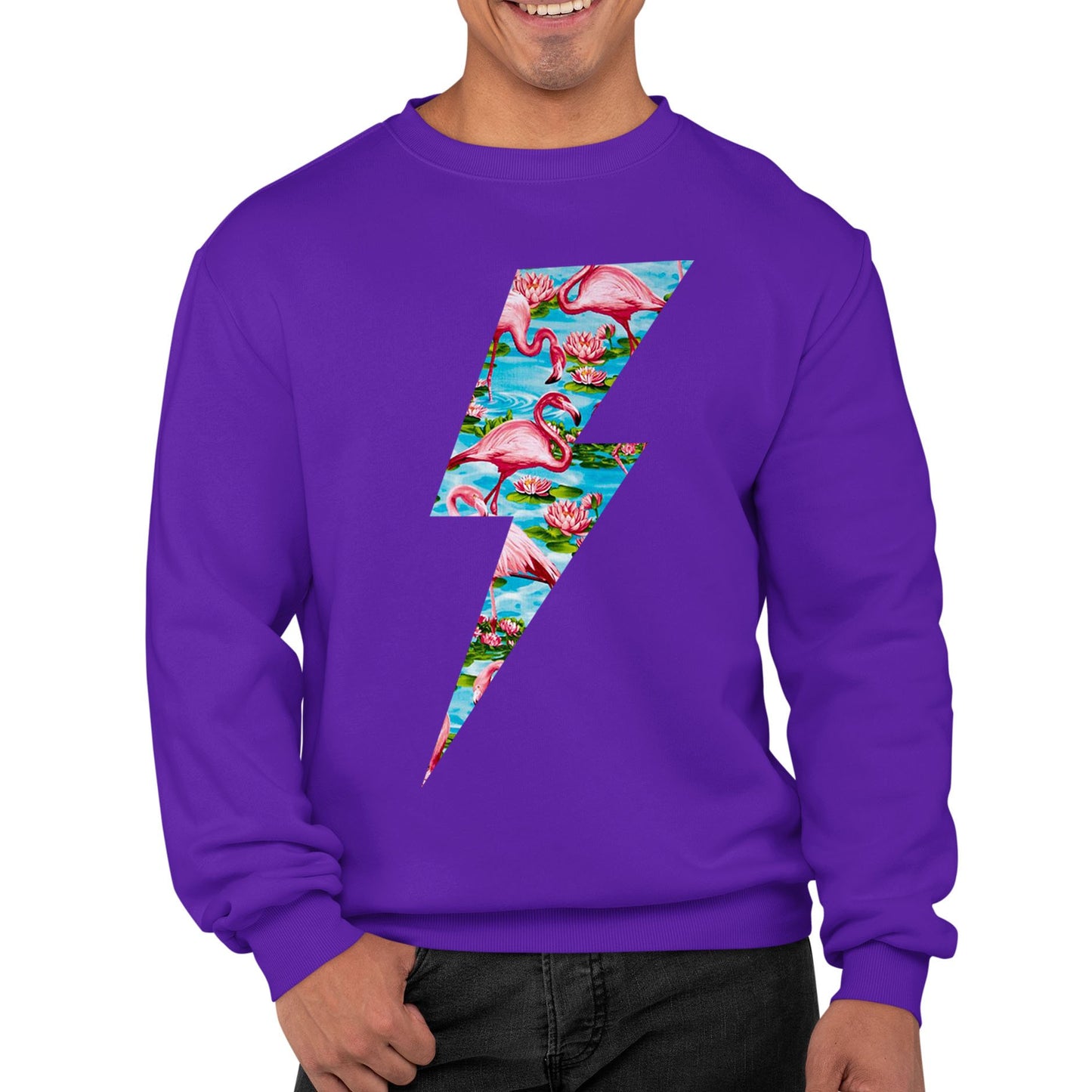 Flamingo Lightning Bolt Mens Sweatshirt