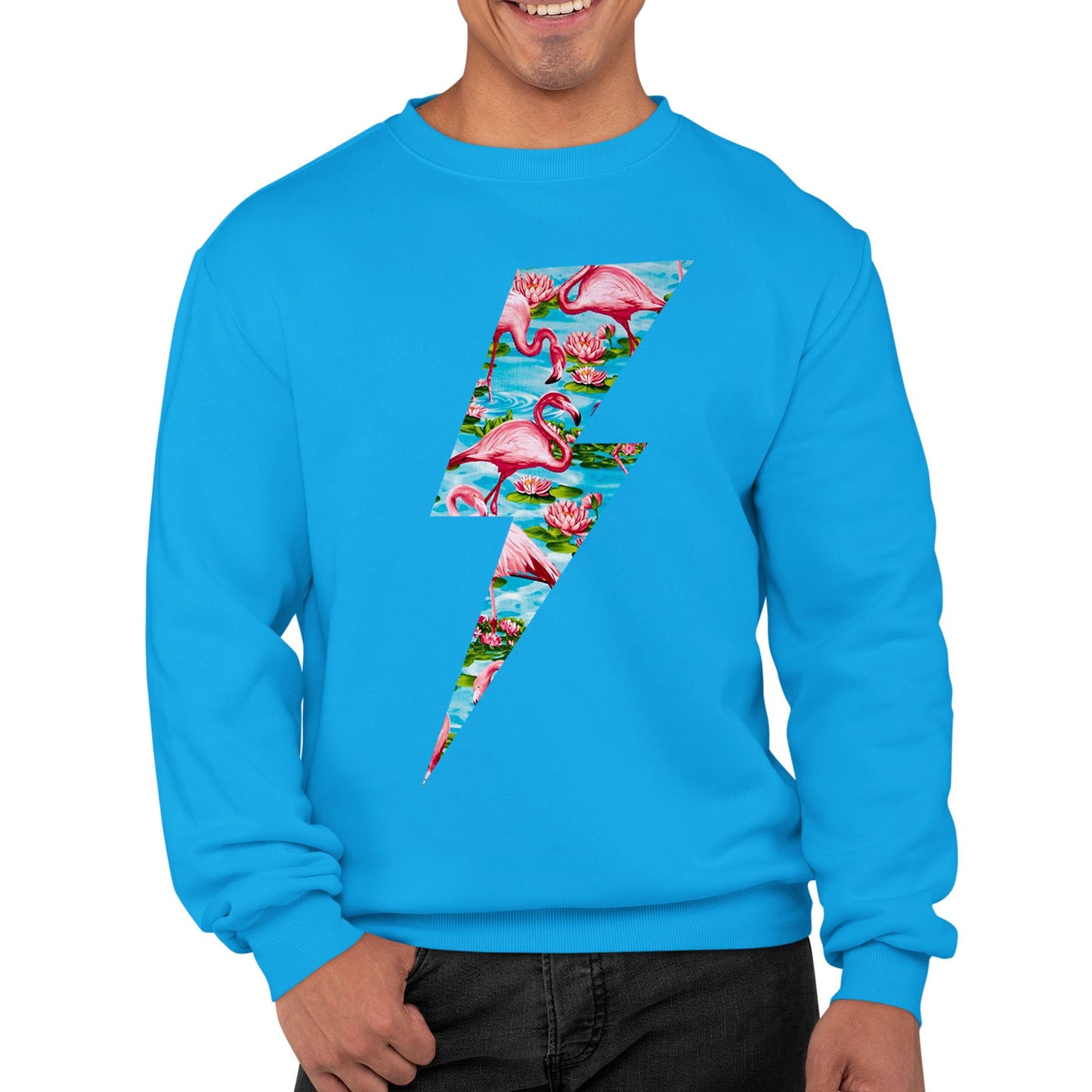 Flamingo Lightning Bolt Mens Sweatshirt