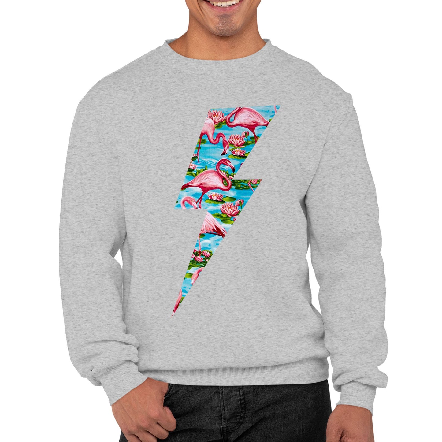 Flamingo Lightning Bolt Mens Sweatshirt