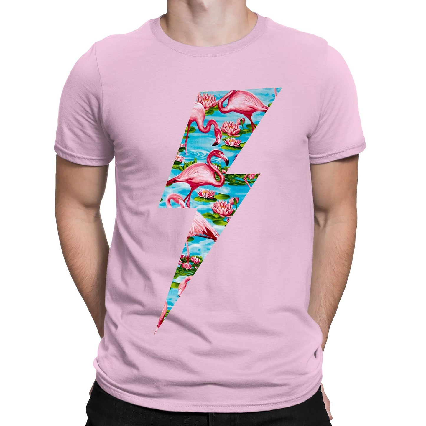 Flamingo Lightning Bolt Mens T-shirt