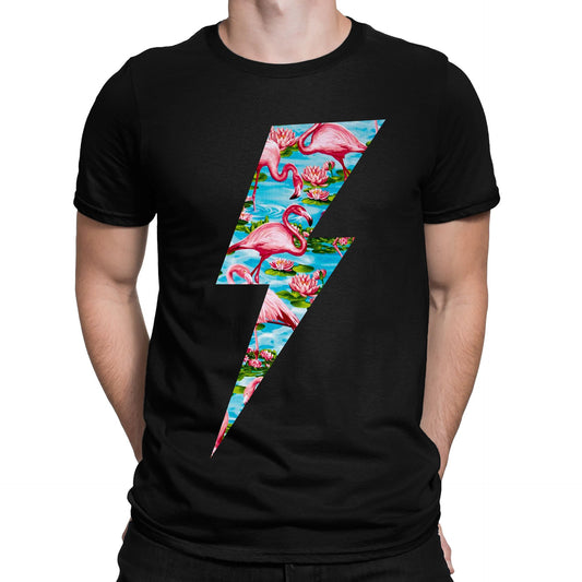 Flamingo Lightning Bolt Mens T-shirt