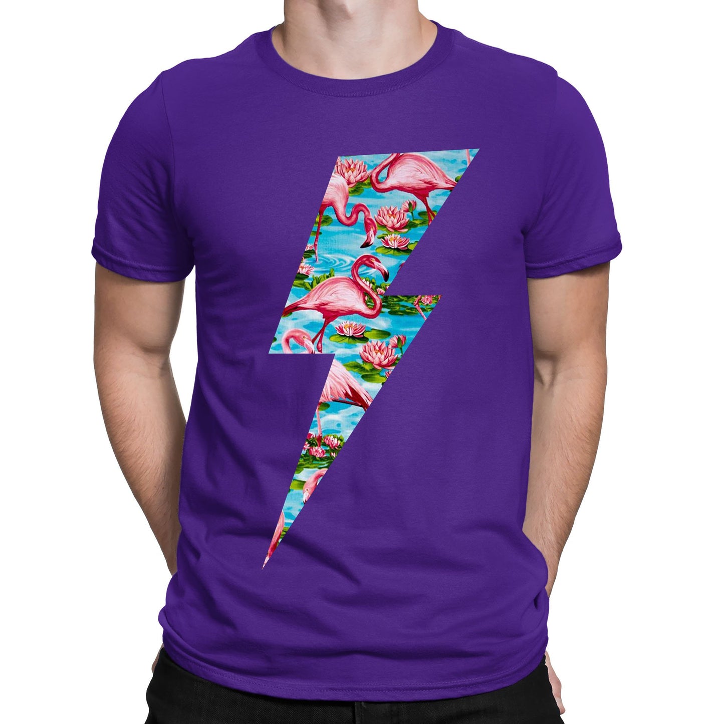 Flamingo Lightning Bolt Mens T-shirt